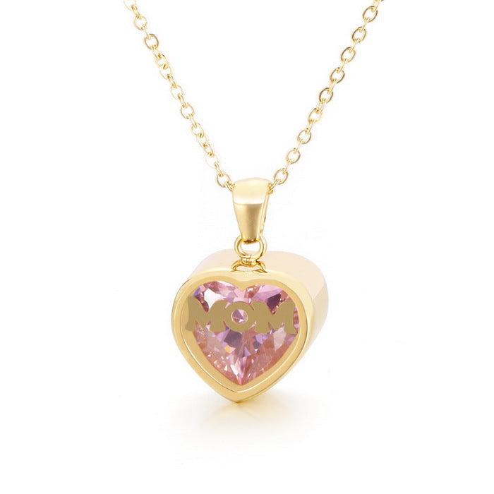 Wholesale new mother's day gift stainless steel heart-shaped necklace